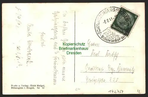 142757 AK Sommerfrische Rittersgrün Schwarzenberg Erzgebirge 1941