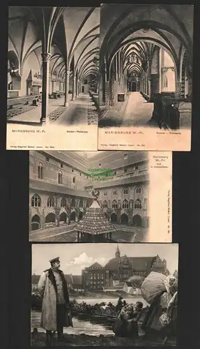 143115 4 AK Marienburg Wpr. Schloss Kreuzgang 1900 Sieben Pfeilersaal Hochschloß