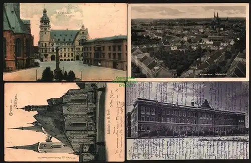 143004 4 AK Cöthen Köthen Anh. Panorama Landes Lehrer Seminar 1899 Rathaus