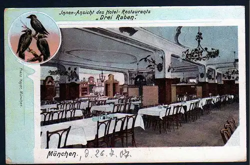 67314 AK München Hotel Drei Raben Innenansicht 1907