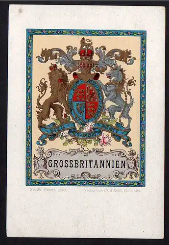 73869 AK Wappen Litho Großbritannien England um 1900 Verlag Paul Kohl Chemnitz