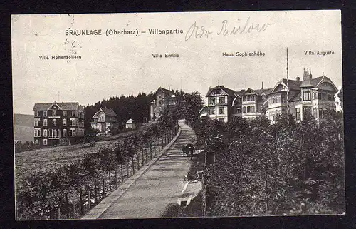 91279 AK Braunlage Oberharz Villenpartie Villa Hohenzollern Sophienhöhne 1913