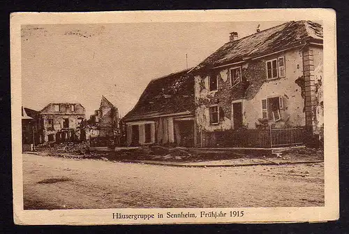 94754 AK Cernay Sennheim zerstörte Häuser 1915 Zensur