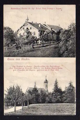 99952 AK Rieden Gutsbesitz Riedhof Prinz Ludwig von Bayern Kirche 1907