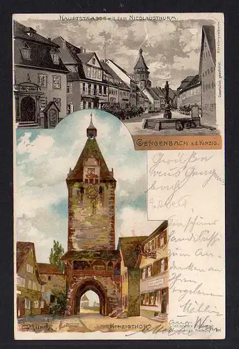 99863 AK Gengenbach an der Kinzig Litho 1904 Hauptstrasse Nicolausturm Künstler