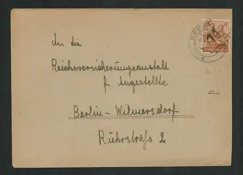 h5528 SBZ Handstempel Bezirk 14 Brief Dresden 31 9.7. 48 Befund Böheim
