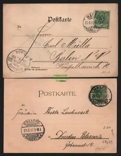 51279 2 AK Halle 1897 Die neue Post Kaiserliche Post 1899