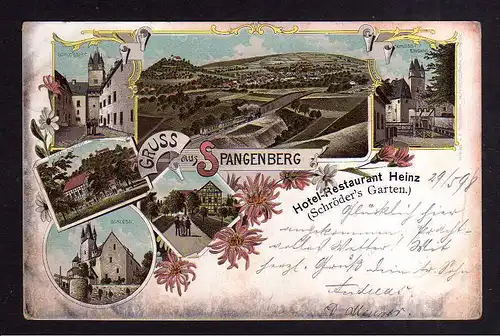 110847 AK Spangenberg Hessen Litho 1898 Schloss Schlosshof Hotel Restaurant Hein