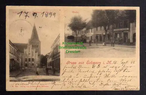 126017 AK Schwaan i. M. 1899 Markt Mühlenstrasse mit Rathaus
