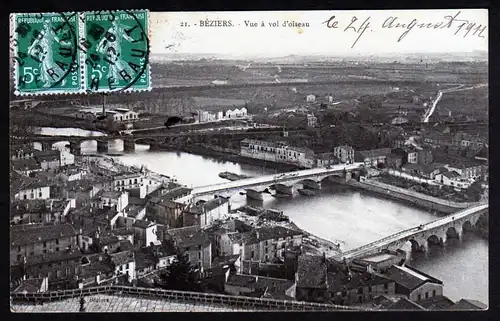 38243 AK Beziers Frankreich Vue a vol d´oiseau Aus der Vogelperspektive 1912