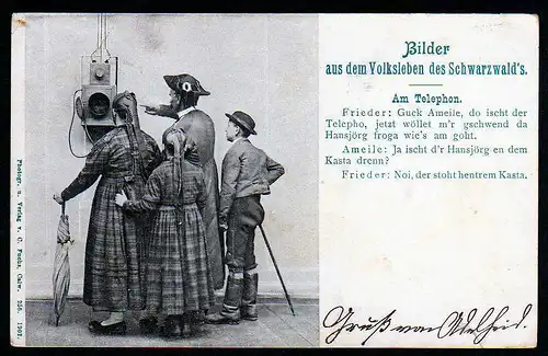 38213 AK Höfingen Schwarzwald 1906 Am Telephon Bilder aus dem Volksleben