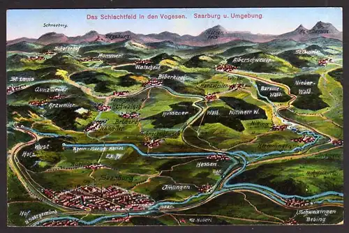 38488 AK Das Schlachtfeld der Vogesen Saarburg und Umgebung Feldpost 1915