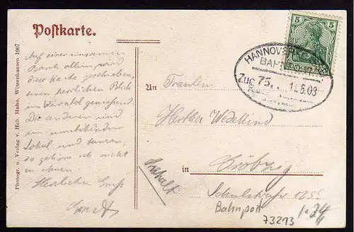73213 AK Witzenhausen Werra Restauration Johannisberg 1907