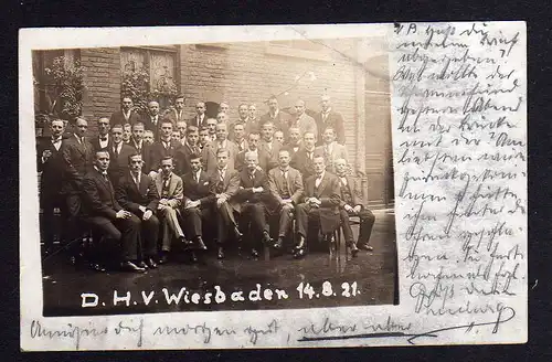 96928 AK D. H. V. Wiesbaden 1921 Echtfoto Fotokarte Verein