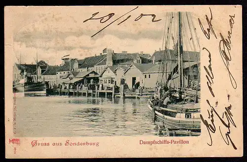 52283 AK Sonderburg Dampfschiffs Pavillon Hafen 1902 Syddanmark Dänemark