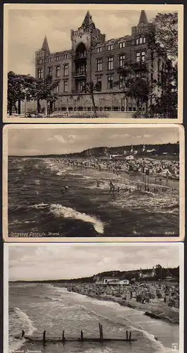 52216 3 AK Fotokarte Zinnowitz Strand Schwabe`s Hotel um 1940