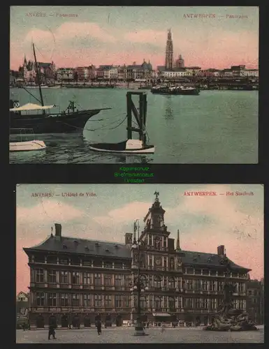 51887 2 AK Antwerpen Anvers 1915 Panorama L´Hotel de Ville