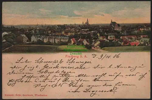 51866 AK Freiberg Sachs. 1906 Panorama Reliefkarte