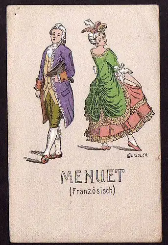 51653 AK Künstlerkarte Menuett Französisch Serie Reichenbach Vogtl. 1907
