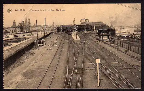 51648 AK Ostende Bahnhof Gleisanlage ca. 1918 Oostende Belgien