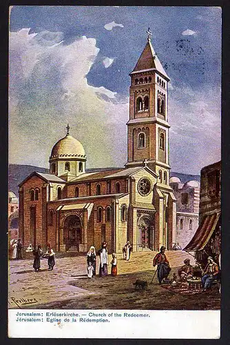 51639 AK Jerusalem Erlöserkirche Church Redeemer Künstlerkarte Perlberg 1909