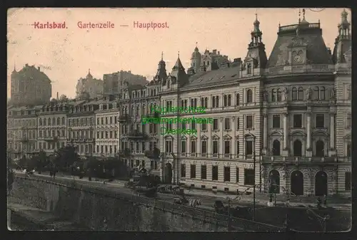 139758 AK Karlsbad Gartenzeile Hauptpost 1915