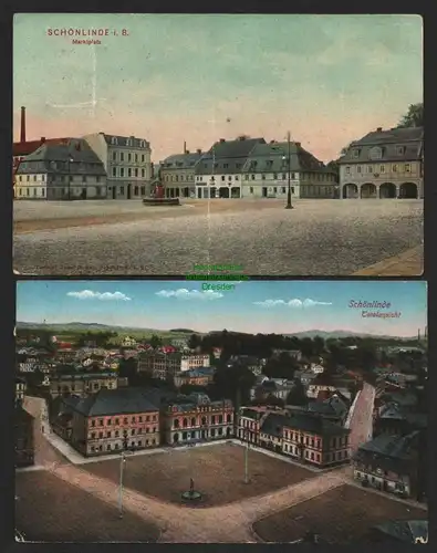144192 2 AK Krasna Lipa Schönlinde Marktplatz Totale um 1910