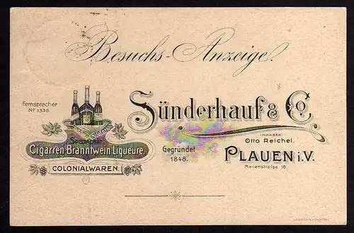 64608 AK Plauen Sünderhauf & Co. Cigarren Branntwein