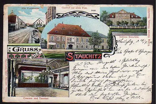 50914 AK Stauchitz Alte Poststraße Gasthof Schloss 1902