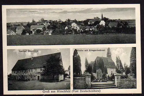 50568 AK Hirschfeld Post Deutschenbora Gasthof Kirche um 1920