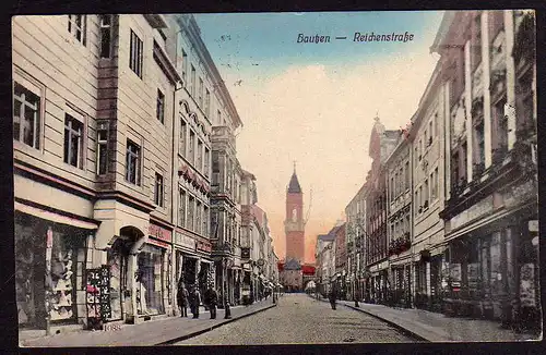 50522 AK Bautzen Reichenstraße handcoloriert 1926