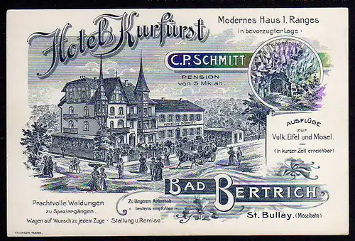 50553 AK Bad Bertrich Hotel Kurfürst Eifel Mosel St. Bullay um 1900