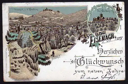 51346 AK Eisenach Glückwunsch zum Neuen Jahre 1899 Litho Winterlitho