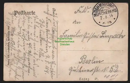51373 AK Münchberg Mark Restaurant zum Kronprinzen 1914 1909