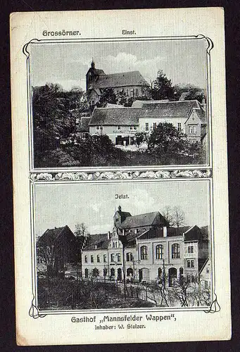 52465 AK Grossörner Großörner 1912 Gasthof Mansfelder Wappen