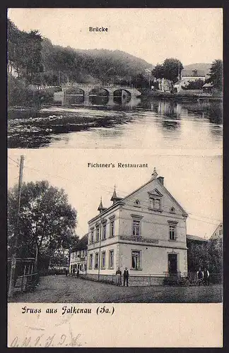 52478 AK Falkenau Sa. Fichtners Restaurant 1913 Brücke