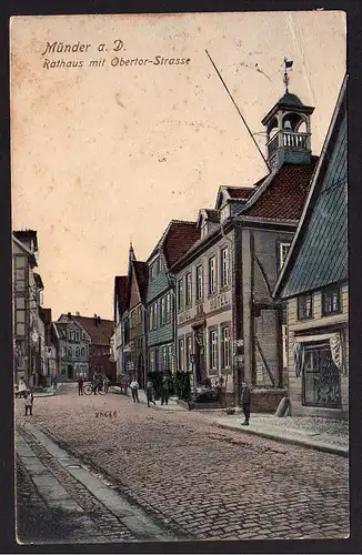 51001 AK Bad Münder am Deister Rathaus mit Obertor Strasse Hotel 1915