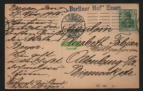25100 AK Essen Stadtgarten Alter Teich Berliner Hof Essen 1908
