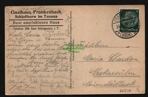 25517 AK Schlossborn im Taunus Gasthaus Frankenbach Reklame 1933