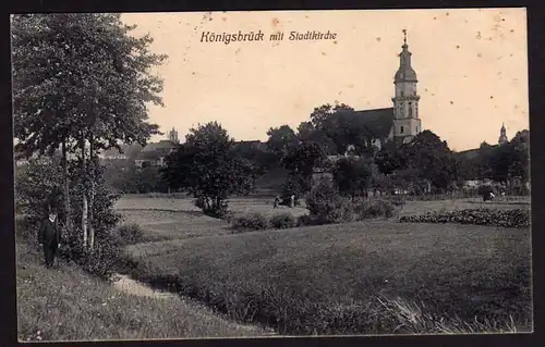 39109 AK Königsbrück mit Stadtkirche 1909
