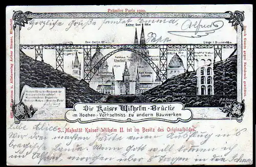 38205 AK Müngstener Brücke Kaiser-Wilhelm-Brücke 1903 im Höhen Verhältnis zu