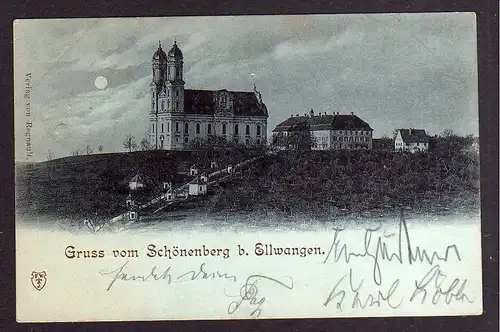 82503 AK Schönenberg bei Ellwangen Mondscheinkarte 1899 Kirche