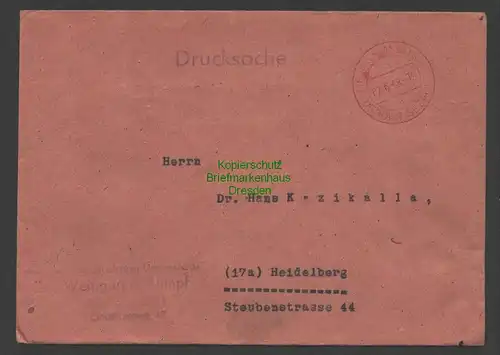 B7517 Brief Gebühr bezahlt Darmstadt 1949 nach Heidelberg
