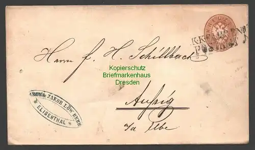 B7656 Ganzsache 15 Kreuzer Österreich K.K. fahrendes Postamt Elisenthal um 1880