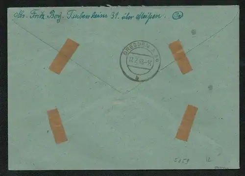 h5359 SBZ Währungsreform 1948 R-Brief Gebühr bezahlt Einschreiben Taubenheim
