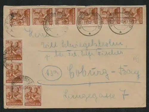 h5397 SBZ Währungsreform 1948 Zehnfachfrankatur Schirgiswalde 11.7.48 n. Coburg