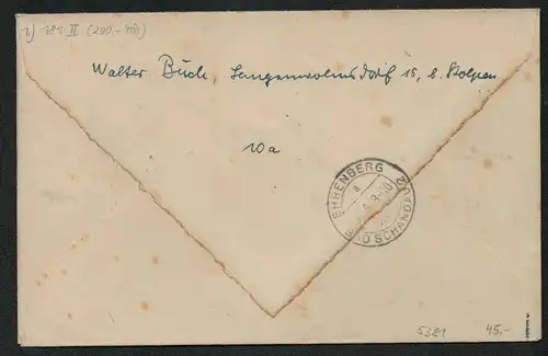 h5381 SBZ Handstempel Bezirk 14 R-Brief Neustadt Sachsen  181 Langenwolmsdorf