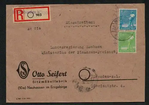 h5366 SBZ Währungsreform 1948 R-Brief Zehnfach 26 Marken Neuhausen Erzgeb.