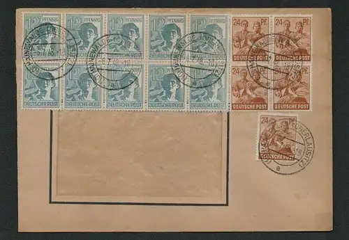 h5223 SBZ Währungsreform 1948 Bezirk 14 Brief Zehnfachfrankatur Hainewalde 6.7.