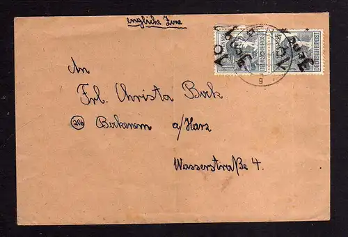 h514 Brief Handstempel Bezirk 16 Jena 2x12 Pfg. 29.6.48 gepr. BPP